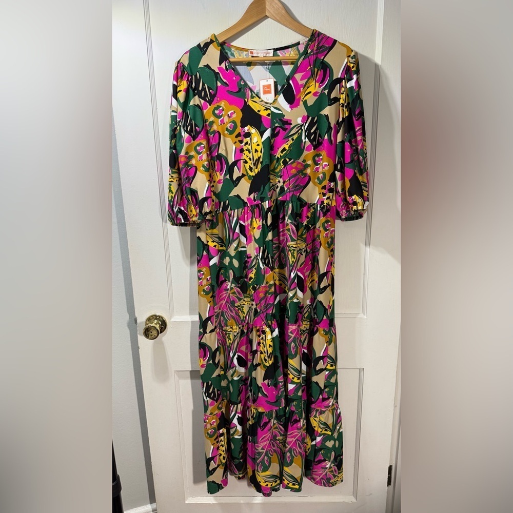 Jude Connally Jungle Floral Sand Jordana Jude Cloth Dress
